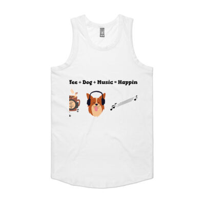 UNIQUE DESIGNS "COFFEE + DOG + MUSIC = HAPPINESS " - Mens Authentic Singlet Thumbnail