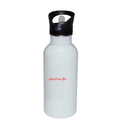 Face Mask "God cares & Love You" - Stainless Bottle with Straw Top Thumbnail