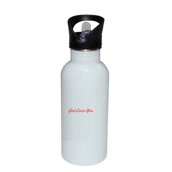 Face Mask "God cares & Love You" - Stainless Bottle with Straw Top Thumbnail